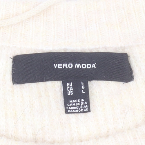 Vero Moda Womens L Beige Green Colour Block Knit Pullover Jumper