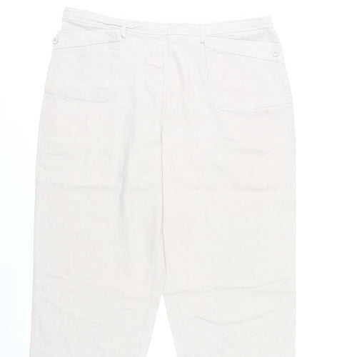 Mystify Womens Beige Linen Viscose Capri Trousers Size 18