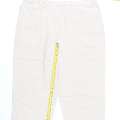 Mystify Womens Beige Linen Viscose Capri Trousers Size 18