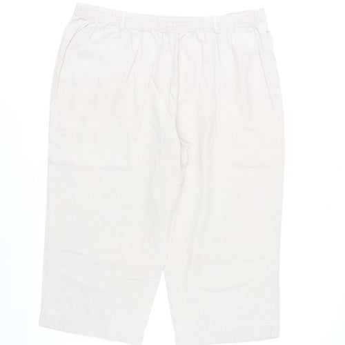 Mystify Womens Beige Linen Viscose Capri Trousers Size 18