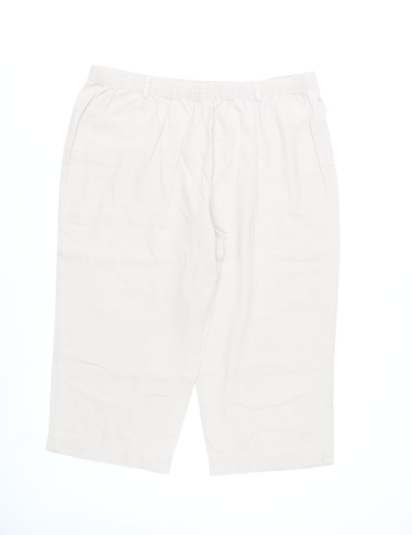 Mystify Womens Beige Linen Viscose Capri Trousers Size 18