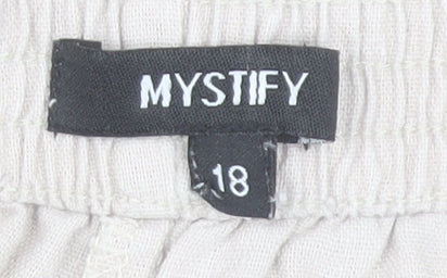 Mystify Womens Beige Linen Viscose Capri Trousers Size 18