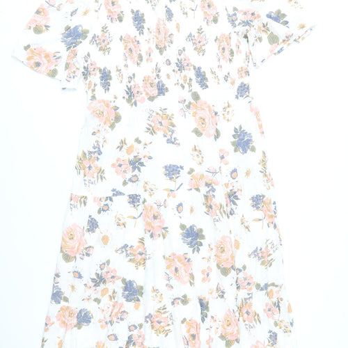 New Look Women’s Multicoloured Floral Midi Dress UK 18 Puff Sleeve