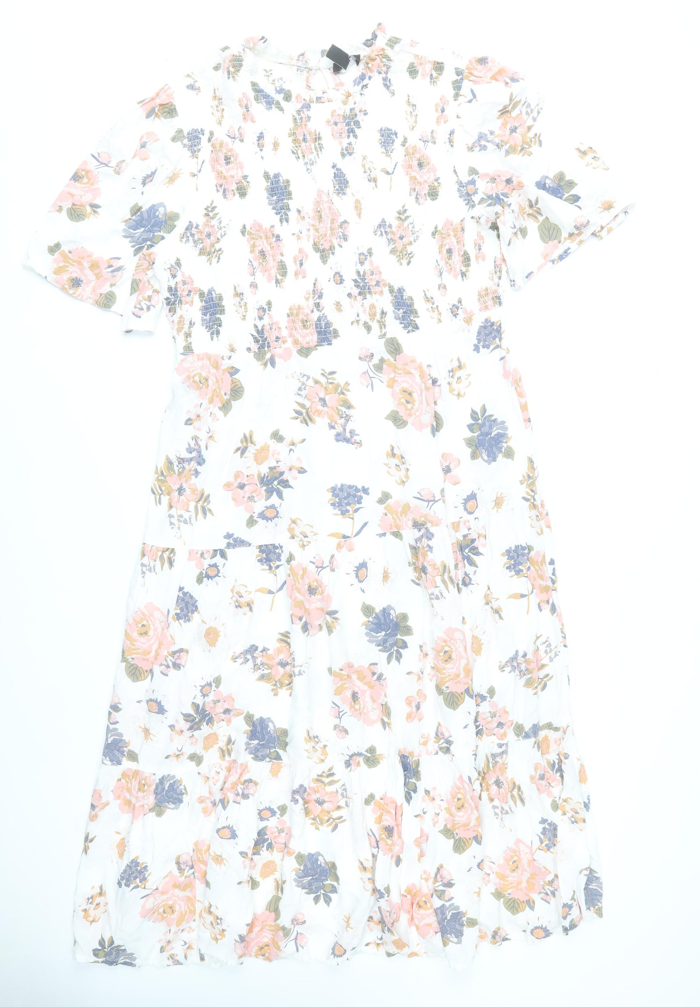 New Look Women’s Multicoloured Floral Midi Dress UK 18 Puff Sleeve