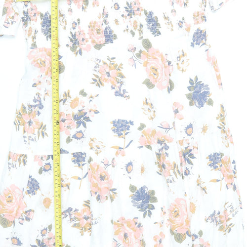 New Look Women’s Multicoloured Floral Midi Dress UK 18 Puff Sleeve