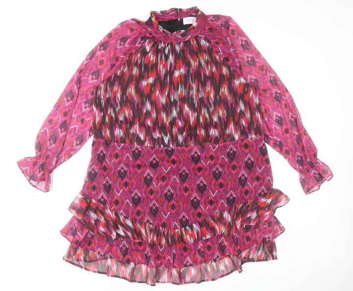 Savida Women’s Multicoloured Shift Dress Size 18 Ruffle Detail