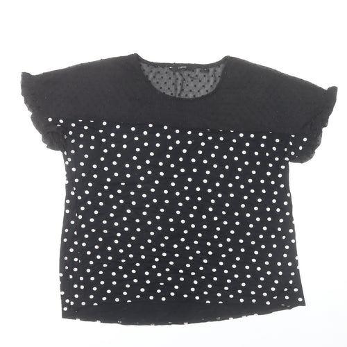 Next Women’s Black Polka Dot Blouse UK 14 Short Sleeve Tunic