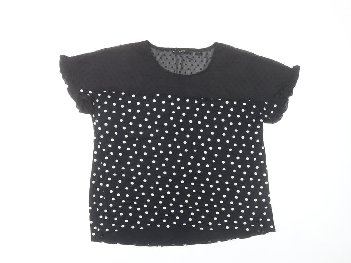 Next Women’s Black Polka Dot Blouse UK 14 Short Sleeve Tunic