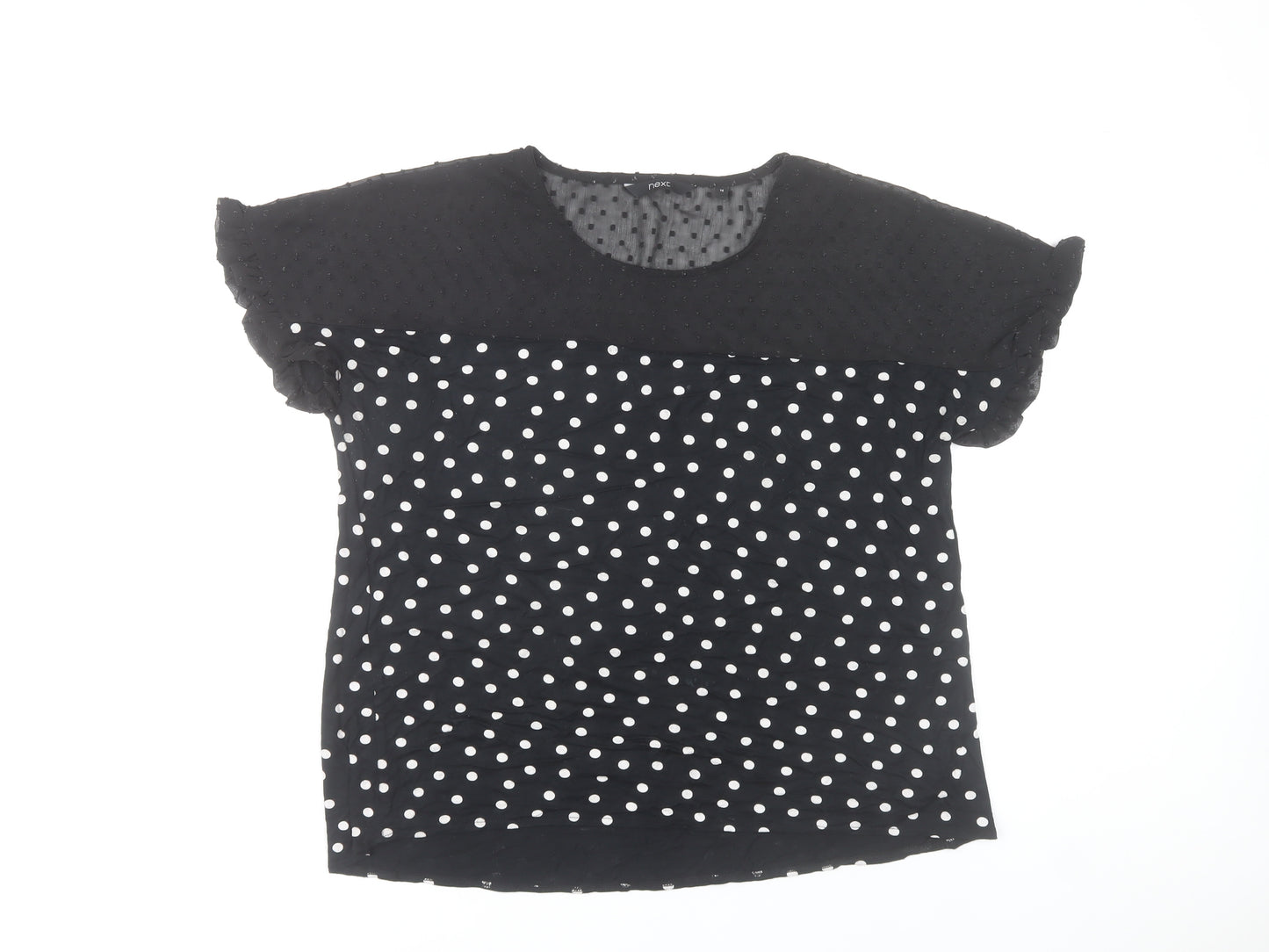 Next Women’s Black Polka Dot Blouse UK 14 Short Sleeve Tunic