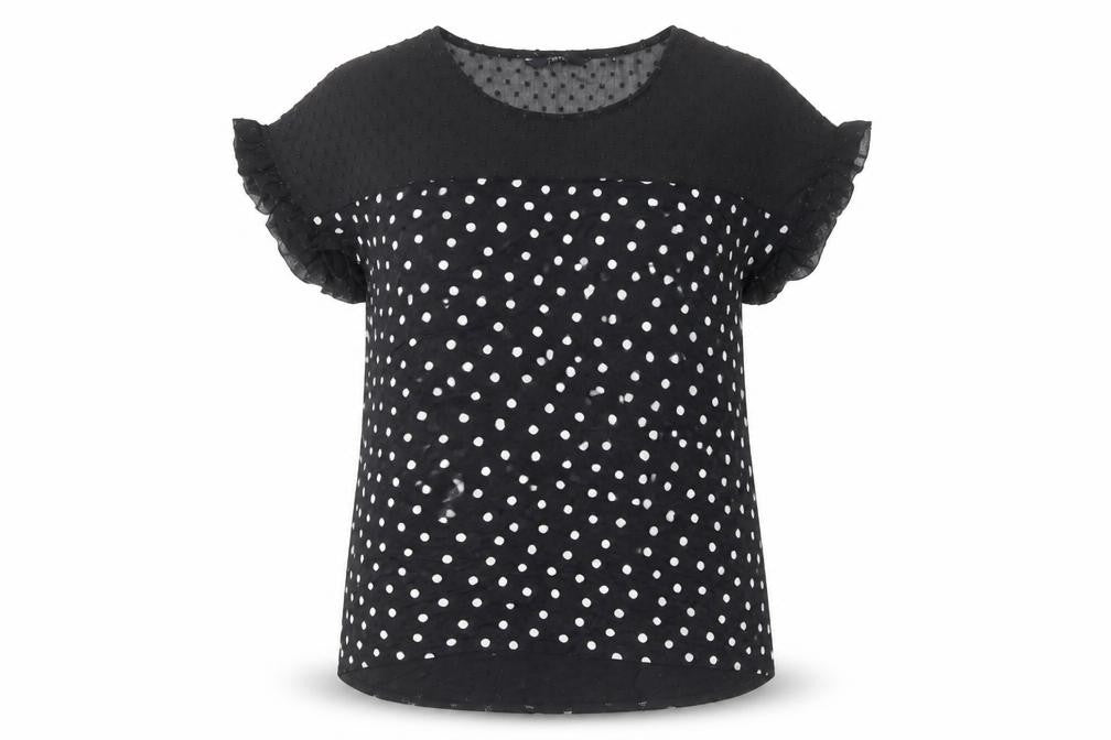 Next Women’s Black Polka Dot Blouse UK 14 Short Sleeve Tunic