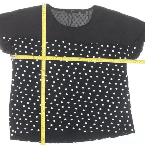 Next Women’s Black Polka Dot Blouse UK 14 Short Sleeve Tunic