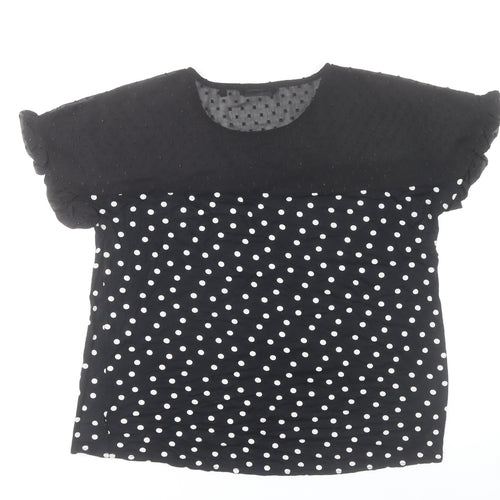 Next Women’s Black Polka Dot Blouse UK 14 Short Sleeve Tunic