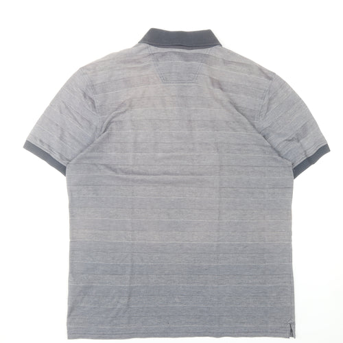 Pre End Men’s Grey Striped Polo Shirt Size L Cotton Blend