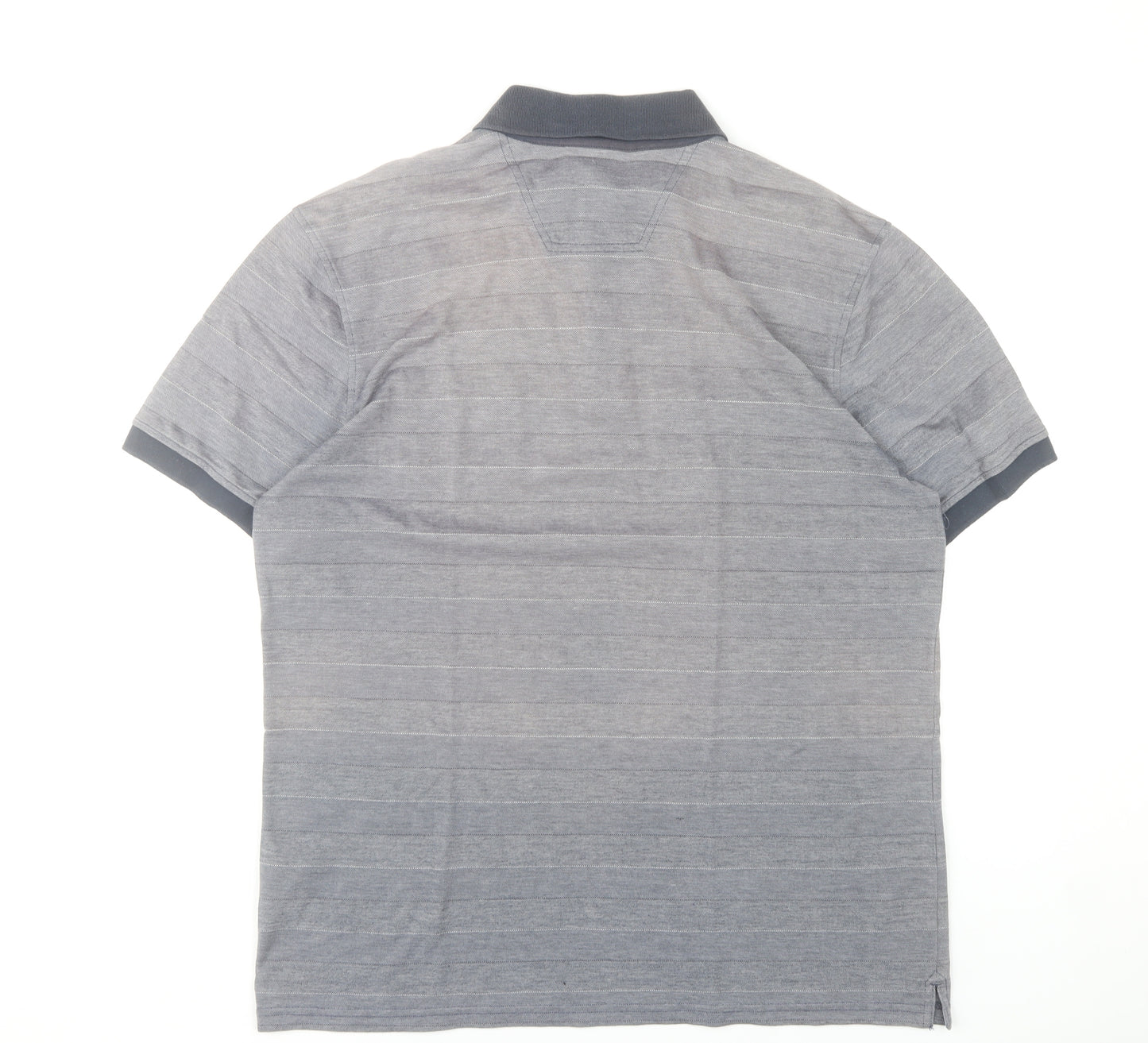 Pre End Men’s Grey Striped Polo Shirt Size L Cotton Blend