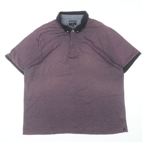 Jasper Conran Men’s Purple Striped Polo Shirt XL Cotton Casual