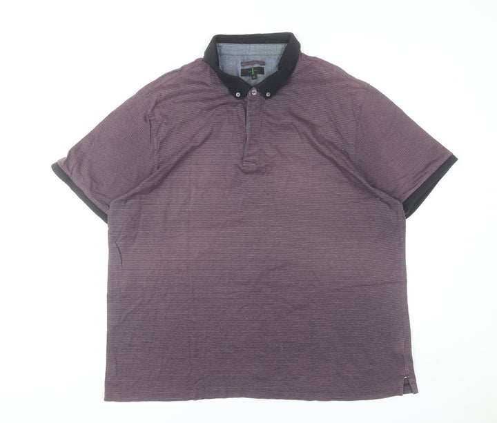 Jasper Conran Men’s Purple Striped Polo Shirt XL Cotton Casual