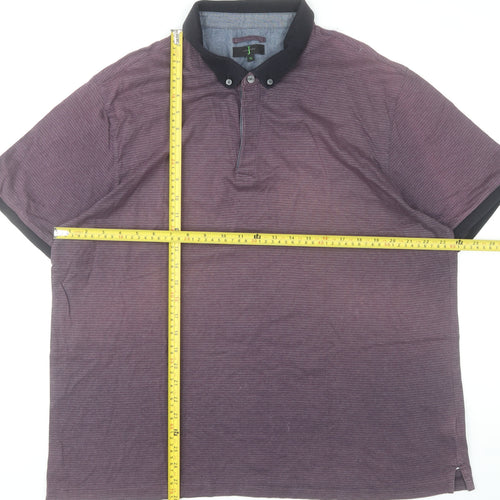 Jasper Conran Men’s Purple Striped Polo Shirt XL Cotton Casual
