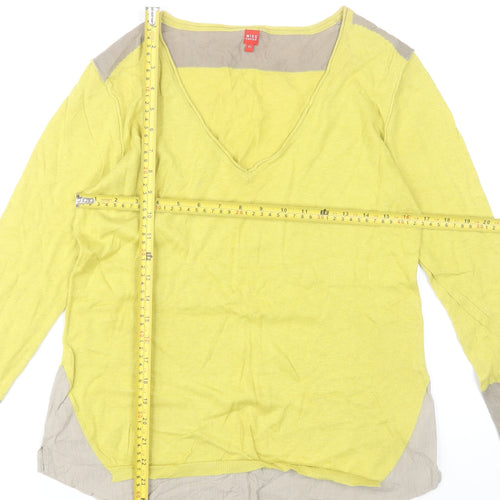 Miss Captain Womens Yellow Cotton V-Neck Pullover Jumper Size 10
