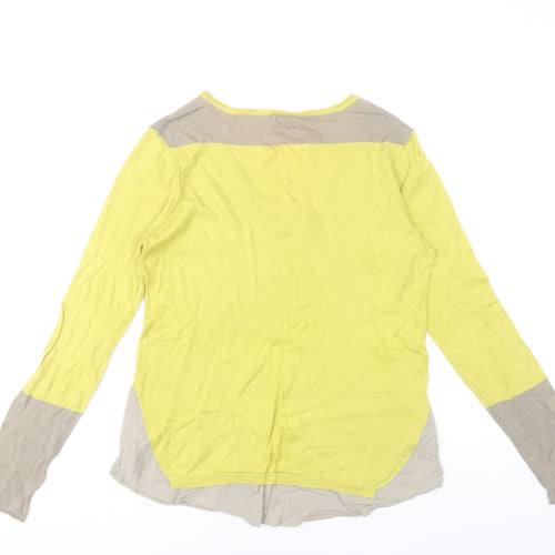 Miss Captain Womens Yellow Cotton V-Neck Pullover Jumper Size 10