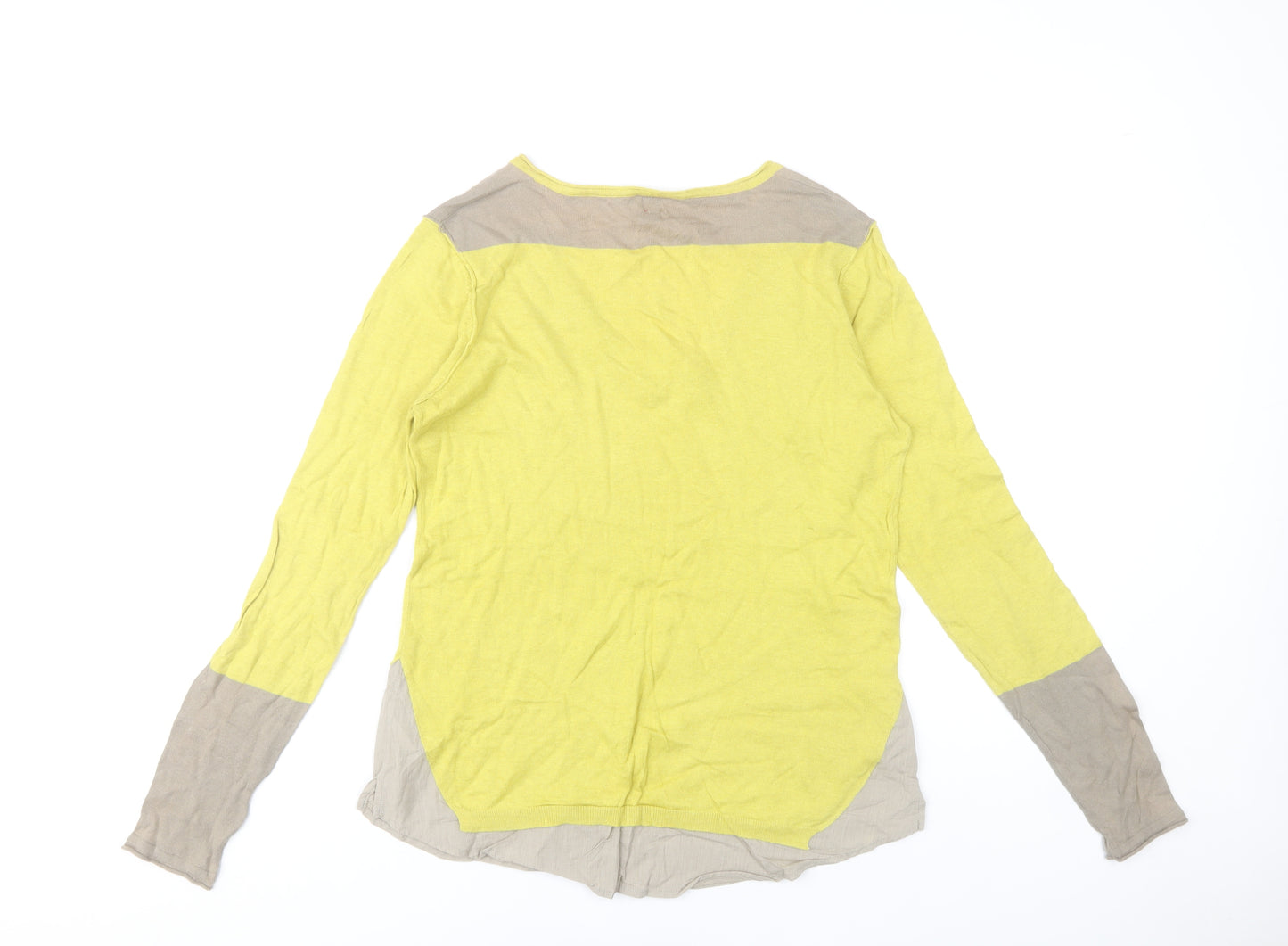 Miss Captain Womens Yellow Cotton V-Neck Pullover Jumper Size 10