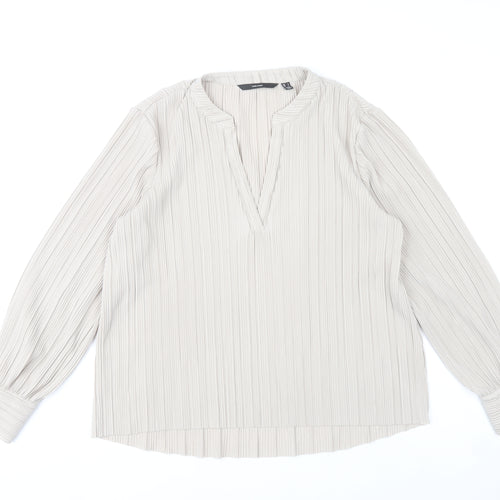 Vero Moda Womens Beige Long Sleeve Tunic Blouse Size L