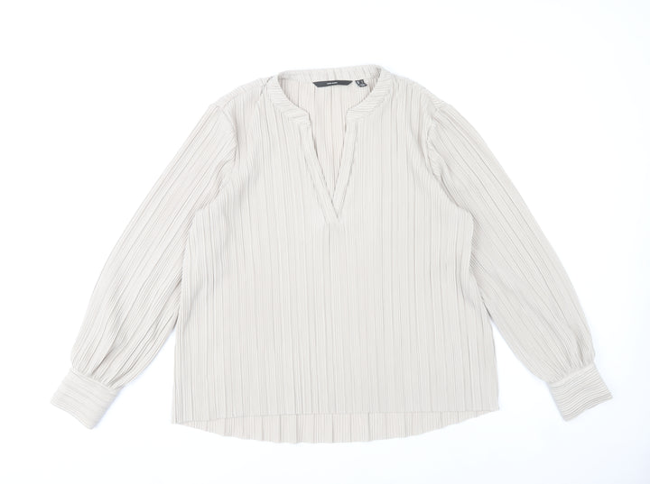 Vero Moda Womens Beige Long Sleeve Tunic Blouse Size L