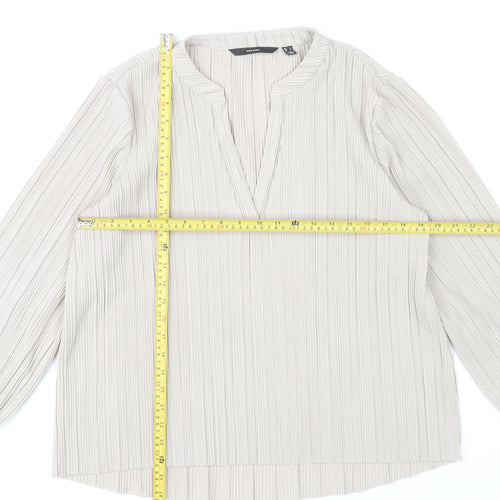 Vero Moda Womens Beige Long Sleeve Tunic Blouse Size L