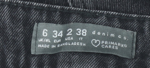 Primark Women’s Black Straight Distressed Jeans Size 6
