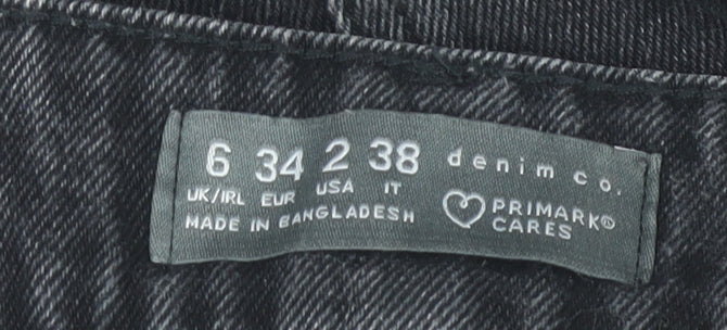 Primark Women’s Black Straight Distressed Jeans Size 6