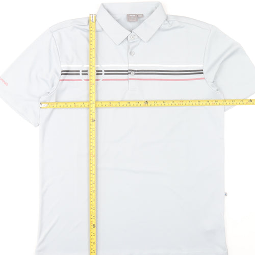 PING Mens Grey Striped Golf Polo Shirt Size M Performance Polyester