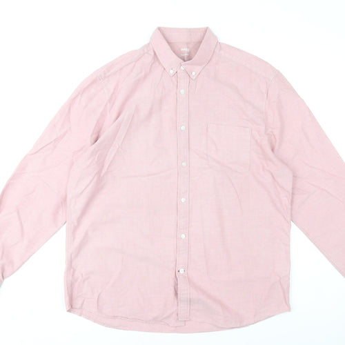 Dunnes Stores Men's Pink Cotton Long Sleeve Button Down Shirt L
