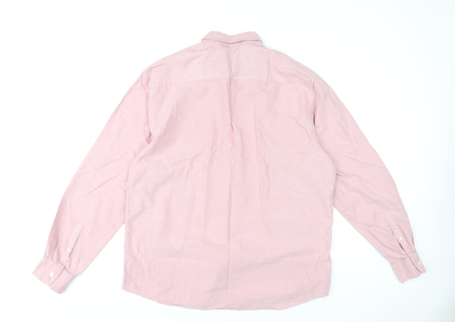 Dunnes Stores Men's Pink Cotton Long Sleeve Button Down Shirt L