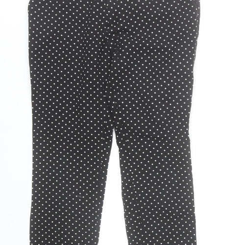 Stradivarius Women Black Polka Dot Slim Trousers Size 12