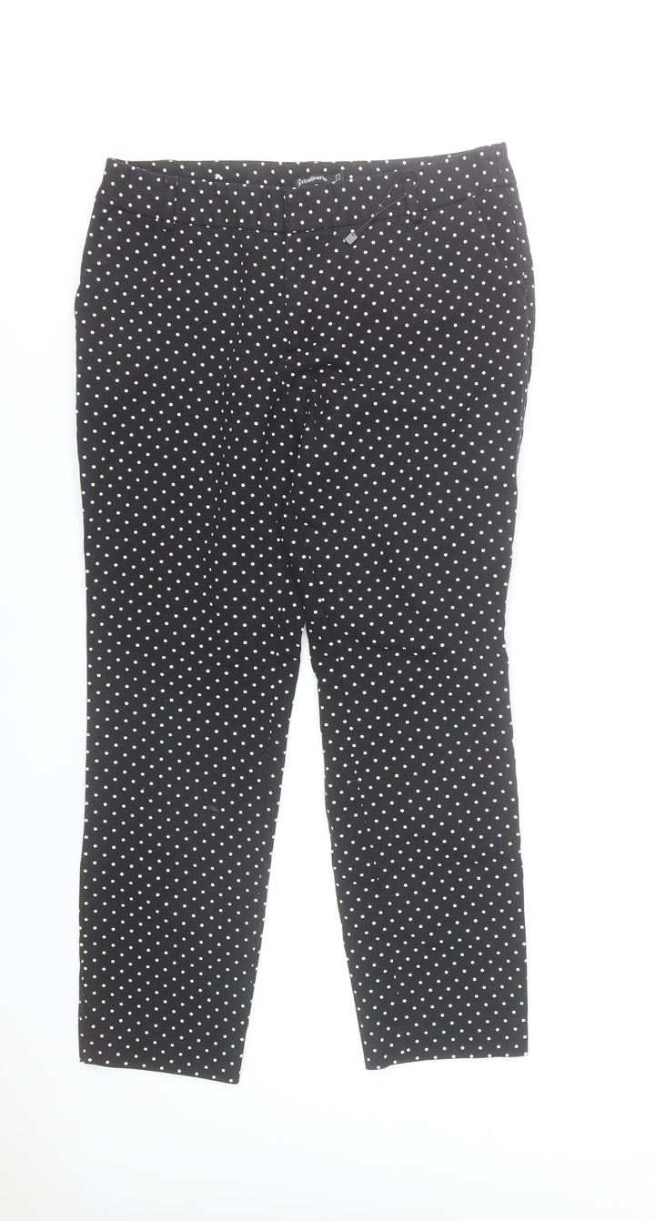 Stradivarius Women Black Polka Dot Slim Trousers Size 12