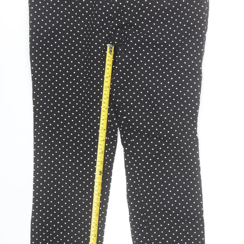 Stradivarius Women Black Polka Dot Slim Trousers Size 12