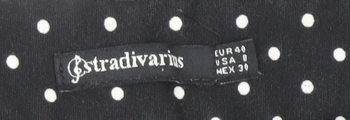 Stradivarius Women Black Polka Dot Slim Trousers Size 12