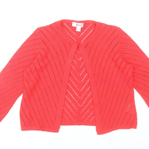 Afibel Women’s Red Knit Cardigan UK 10/12 Open Long Sleeve