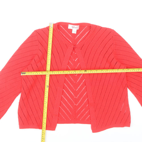 Afibel Women’s Red Knit Cardigan UK 10/12 Open Long Sleeve