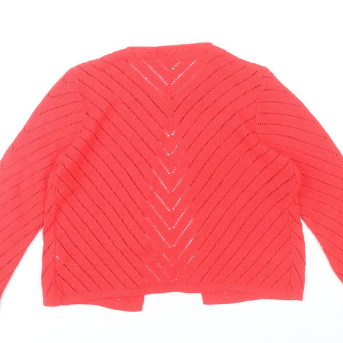 Afibel Women’s Red Knit Cardigan UK 10/12 Open Long Sleeve