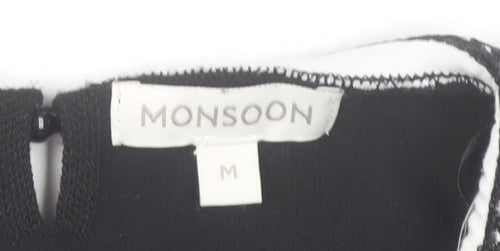 Monsoon Women’s Black Embroidered Pullover Jumper M 3/4 Sleeve