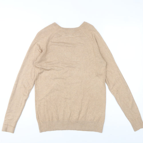 Dunnes Women’s Beige Crew Neck Pullover Jumper M Knit Viscose Nylon