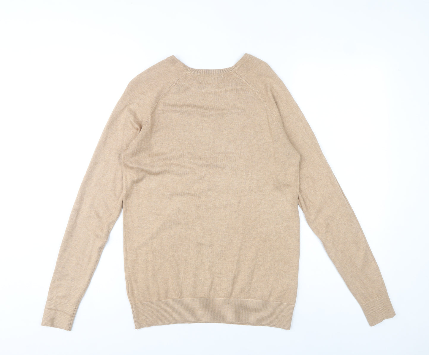 Dunnes Women’s Beige Crew Neck Pullover Jumper M Knit Viscose Nylon