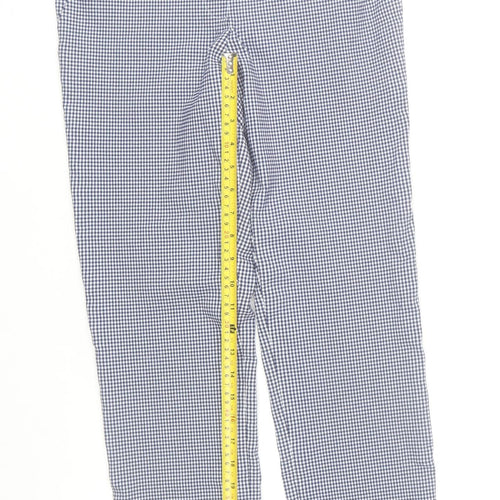 Gallery Womens Blue Check Slim Fit Chino Trousers Size 10