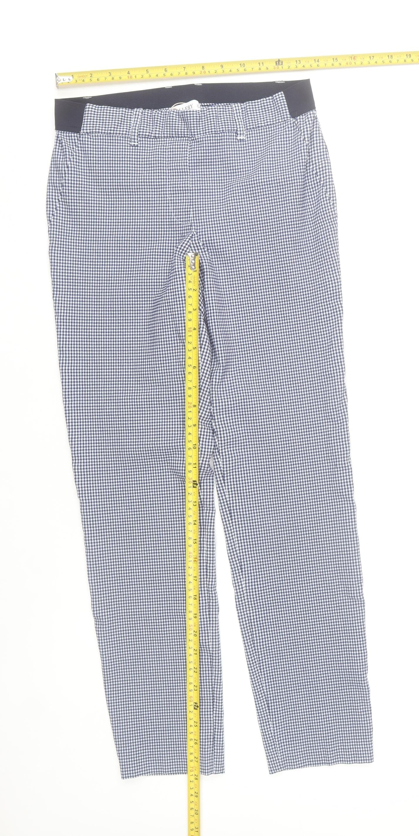 Gallery Womens Blue Check Slim Fit Chino Trousers Size 10