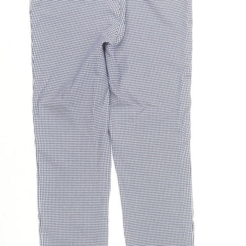 Gallery Womens Blue Check Slim Fit Chino Trousers Size 10
