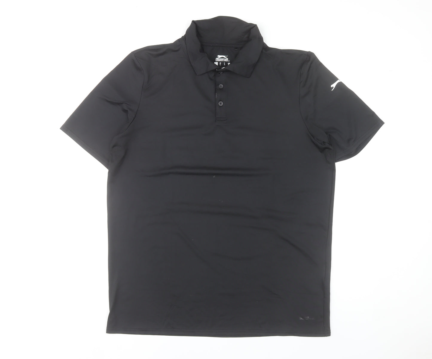Slazenger Mens Black Polo Shirt L Moisture Wicking Sports Top
