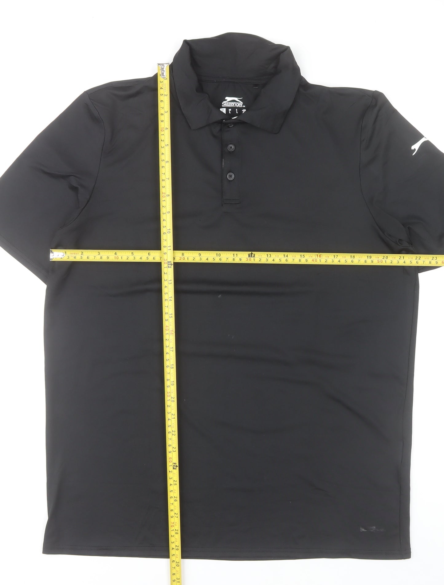 Slazenger Mens Black Polo Shirt L Moisture Wicking Sports Top
