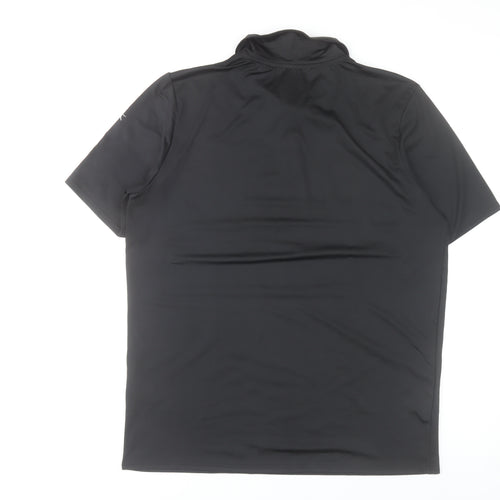 Slazenger Mens Black Polo Shirt L Moisture Wicking Sports Top