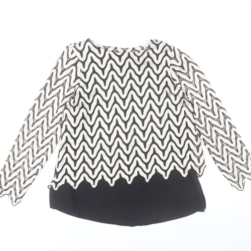Dorothy Perkins Womens Black White Lace Blouse Size 10 Tunic Top