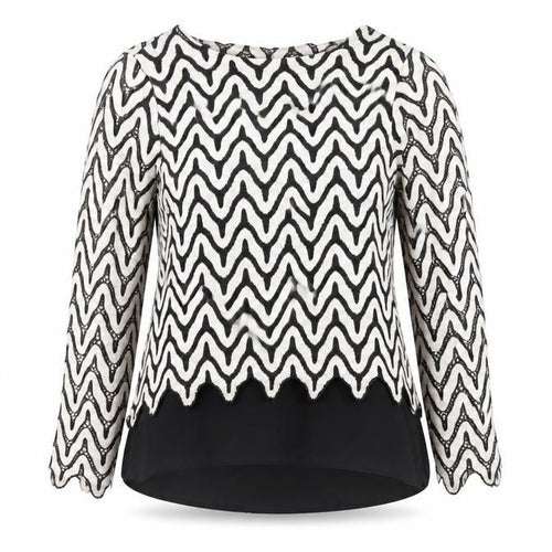 Dorothy Perkins Womens Black White Lace Blouse Size 10 Tunic Top